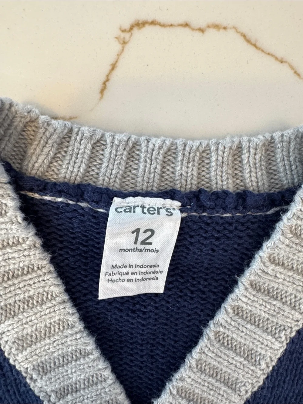 Carter's Navy, White & Gray Striped Knit Cardigan